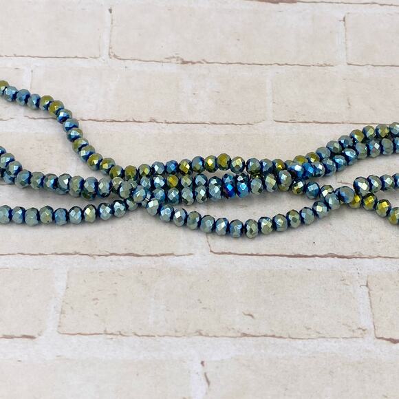 Custom Variety Pack Other - Blue Green Iris Crystal Rondelles Faceted Glass Beads Jewelry Making Supplies